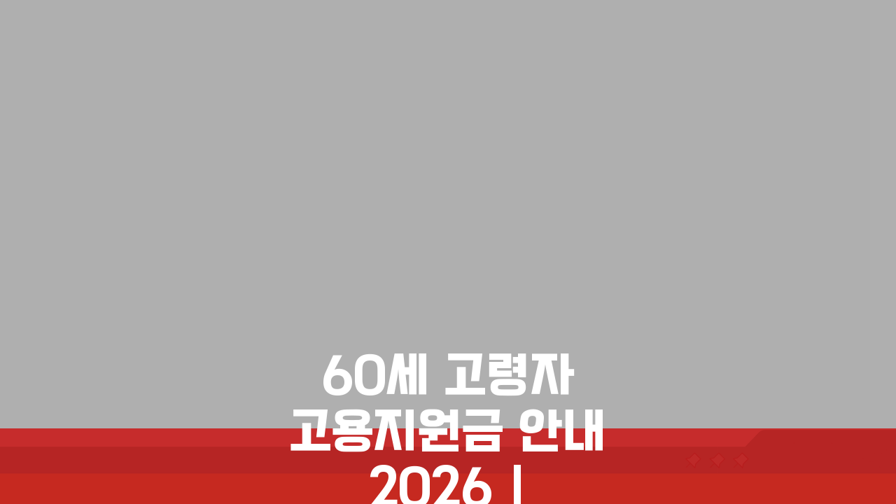 60세 고령자 고용지원금 안내 2026 | 신청자격 & 절차가이드 총정리