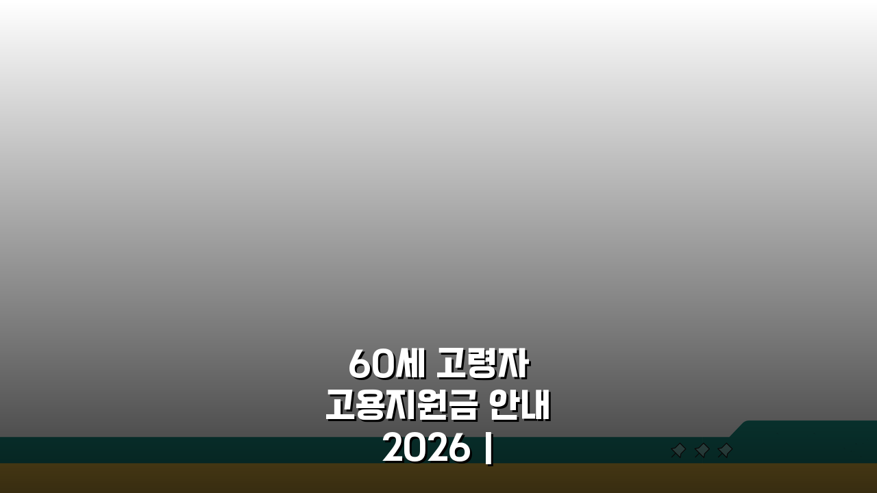 60세 고령자 고용지원금 안내 2026 | 신청자격 & 절차가이드 총정리